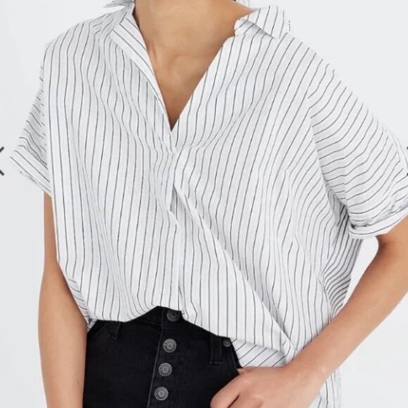Madewell Courier Button-Back Shirt in Stripe-Play - Picture 5 of 5
